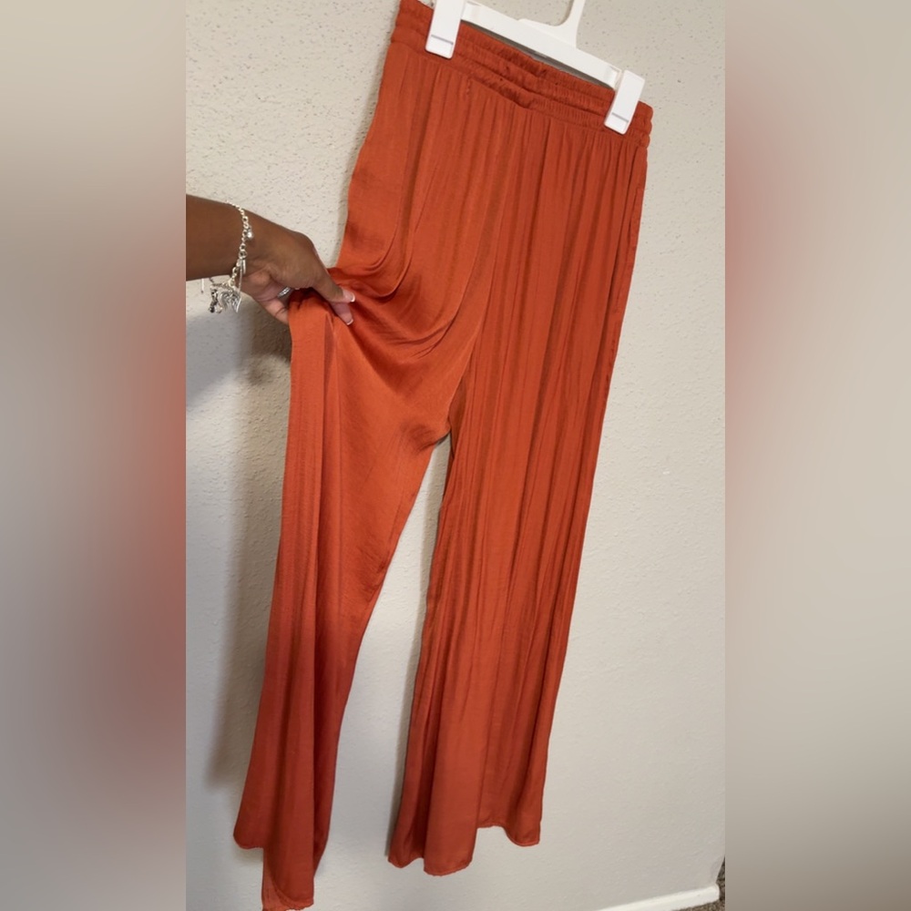 Zara Vibrant Orange Wide Leg Pants